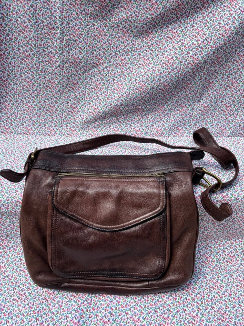 Fossil Vintage Dark Brown Leather Shoulder Bag #75082